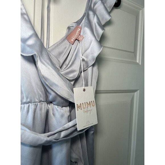 NEW Show Me Your Mumu Womens Samantha Ruffled A Line Wrap Dress Silver Luxe XS - Picture 7 of 16